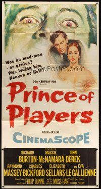 6h784 PRINCE OF PLAYERS 3sh '55 Richard Burton as Edwin Booth, perhaps greatest stage actor ever!