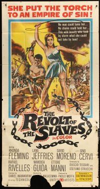 6h802 REVOLT OF THE SLAVES 3sh '61 sexy Rhonda Fleming put the torch to an empire of sin!