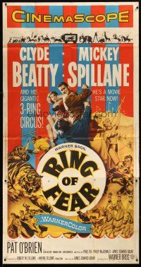 6h807 RING OF FEAR 3sh '54 Clyde Beatty and his gigantic 3-ring circus + Mickey Spillane!