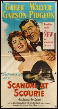6h825 SCANDAL AT SCOURIE 3sh '53 great close up art of smiling Greer Garson & Walter Pidgeon!