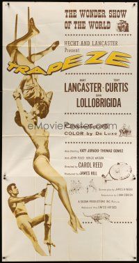 6h898 TRAPEZE 3sh R61 great circus art of Burt Lancaster, Gina Lollobrigida & Tony Curtis!