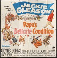 6h026 PAPA'S DELICATE CONDITION 6sh '63 Jackie Gleason, follow the gay parade, great wacky artwork!