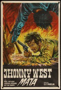 6h208 LEFT HANDED JOHNNY WEST Argentinean '65 Mimmo Palmara, cool spaghetti western artwork!