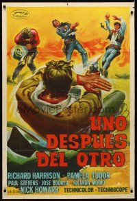 6h224 ONE AFTER ANOTHER Argentinean '68 cool spaghetti western gunfight art!