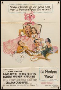 6h228 PINK PANTHER Argentinean '64 art of Peter Sellers & David Niven by Jack Rickard!