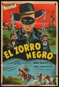 6h235 RIDIN' THE TRAIL Argentinean '40 great image of Fred Scott as Zorro with guns drawn!