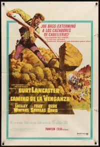 6h241 SCALPHUNTERS Argentinean '68 different art of Burt Lancaster pushing boulder down hill!