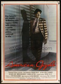 6h299 AMERICAN GIGOLO Italian 1p '80 handsomest male prostitute Richard Gere is framed for murder!