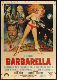6h302 BARBARELLA Italian 1p '68 sexiest sci-fi art of Jane Fonda by Antonio Mos, Roger Vadim!