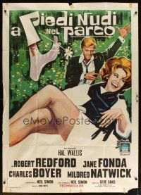 6h303 BAREFOOT IN THE PARK Italian 1p '67 different Brini art of Robert Redford & sexy Jane Fonda!