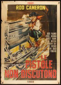 6h312 BULLETS DON'T ARGUE Italian 1p '64 Colizzi art of Rod Cameron on railroad with smoking gun!