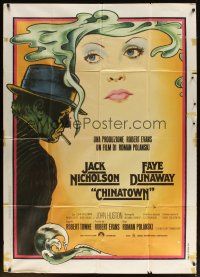 6h316 CHINATOWN Italian 1p '74 art of Jack Nicholson & Faye Dunaway by Jim Pearsall, Polanski