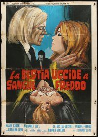 6h321 COLD-BLOODED BEAST Italian 1p '71 art of Klaus Kinski & sexy Margaret Lee by Franco!