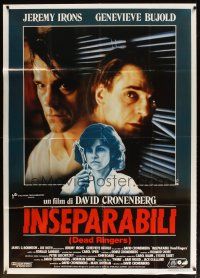 6h328 DEAD RINGERS Italian 1p '88 Jeremy Irons & Genevieve Bujold, directed by David Cronenberg!