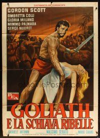 6h355 GOLIATH & THE REBEL SLAVE Italian 1p '63 art of barechested strongman Gordon Scott!