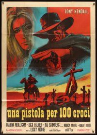 6h363 GUNMAN OF ONE HUNDRED CROSSES Italian 1p '71 cool spaghetti western art by P. Franco!