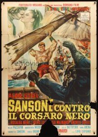 6h366 HERCULES & THE PIRATES Italian 1p '64 Sansone contro il corsaro nero, art of Sergio Ciani!