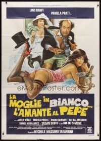 6h384 LA MOGLIE IN BIANCO Italian 1p '82 Lino Banfi, Pamela Prati, sexy artwork by Enzo Sciotti!