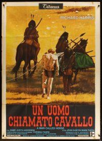 6h395 MAN CALLED HORSE Italian 1p '70 different art of Sioux Native American Indian Richard Harris