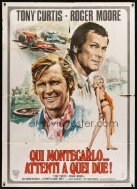 6h402 MISSION MONTE CARLO Italian 1p '74 Roger Moore & Tony Curtis, Persuaders, racing & gambling!