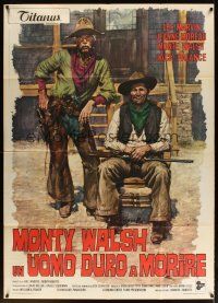 6h404 MONTE WALSH Italian 1p '70 different art of cowboy Lee Marvin & Jack Palance by Ciriello!