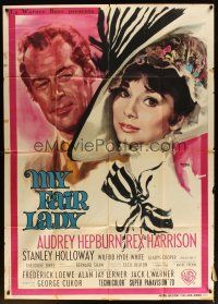 6h405 MY FAIR LADY Italian 1p '65 different art of Audrey Hepburn & Rex Harrison by Nistri!