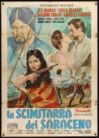 6h416 PIRATE & THE SLAVE GIRL Italian 1p '61 art of Lex Barker & sexy Chelo Alonso by Longi!