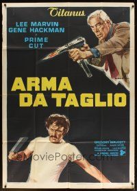6h420 PRIME CUT Italian 1p '72 Lee Marvin w/machine gun, Gene Hackman w/cleaver, Ciriello art!