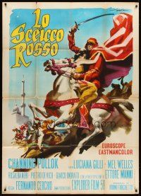 6h424 RED SHEIK Italian 1p '62 cool art of Channing Pollock on horse by Enrico De Seta!