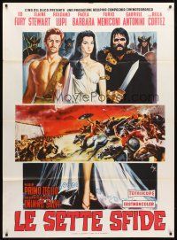 6h439 SEVEN REVENGES Italian 1p '61 Le Sette Sfide, different art of Ed Fury & co-stars by Longi!