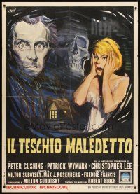 6h447 SKULL Italian 1p '66 Peter Cushing, Christopher Lee, cool Tino Avelli horror artwork!