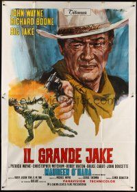 6h040 BIG JAKE Italian 2p '71 different art of John Wayne shooting gun by Averardo Ciriello!
