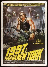 6h058 ESCAPE FROM NEW YORK Italian 2p '81 John Carpenter, art of decapitated Lady Liberty!