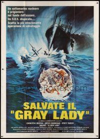 6h064 GRAY LADY DOWN Italian 2p '78 Charlton Heston, David Carradine, cool submarine artwork!