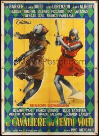 6h076 KNIGHT OF 100 FACES Italian 2p '60 Il cavaliere dai cento volti, art of knights battling!