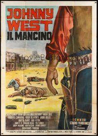 6h081 LEFT HANDED JOHNNY WEST Italian 2p '65 cool spaghetti western artwork!