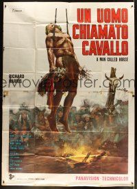 6h084 MAN CALLED HORSE Italian 2p '70 different art of Richard Harris by Averardo Ciriello!