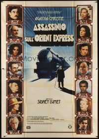 6h088 MURDER ON THE ORIENT EXPRESS Italian 2p '74 great different art of train & top cast!