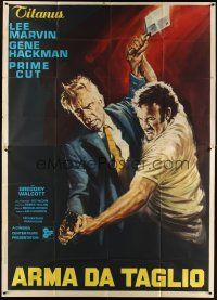 6h093 PRIME CUT Italian 2p '72 cool different art of Lee Marvin & Gene Hackman fighting!