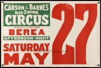 6j203 CARSON & BARNES BIG 3-RING CIRCUS circus poster '60s by Dairy Breeze in Berea!