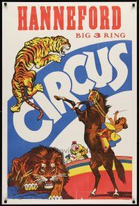 6j236 HANNEFORD CIRCUS vertical style circus poster '60s big 3 ring
