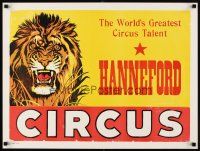 6j226 HANNEFORD CIRCUS circus poster '60s greatest circus talent, art of growling lion!