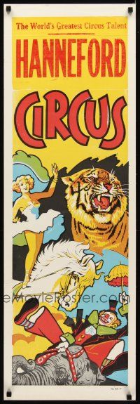6j221 HANNEFORD CIRCUS 14x42 circus poster '70s greatest circus talent, art of many acts!