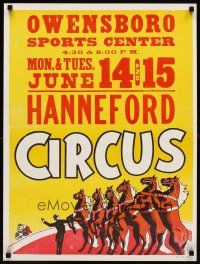 6j232 HANNEFORD CIRCUS circus poster '70s Owensboro Sports Center, art of dancing horses!