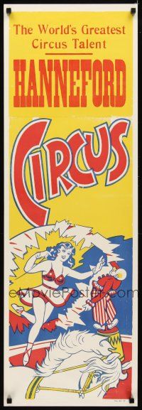 6j218 HANNEFORD CIRCUS 14x42 circus poster '60s greatest circus talent, art of woman on horse!