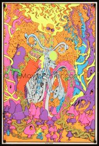 6j392 ACID RIDER blacklight commercial poster '70s far out psychedelic art of biker on motorcycle!