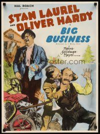 6j698 BIG BUSINESS commercial poster '93 Oliver Hardy, Stan Laurel biting James Finlayson's ear!