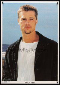 6j401 BRAD PITT English commercial poster '90s cool image in sweater & jacket on beach!