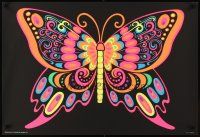 6j404 BUTTERFLY Canadian commercial poster '70s blacklight, trippy psychedelic art!