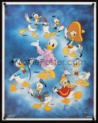 6j714 DONALD DUCK commercial poster '86 artwork of The Duck throughout the years!